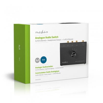 Analoge Audio-Switch | 4-Poorts poort(en) | Input: 1x 3,5 mm / 3x (2x RCA Female) | Output: 1x (2x RCA Female) | Manueel | Metaal | Zwart
