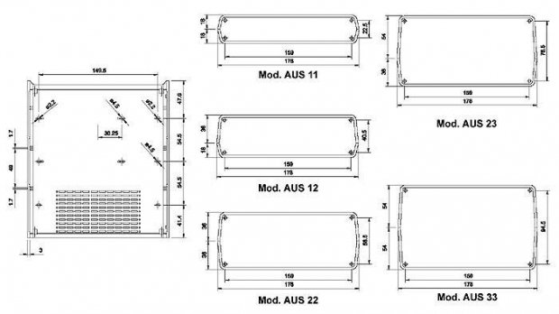 AUS BEHUIZING - ZWART 198 x 178 x 72mm