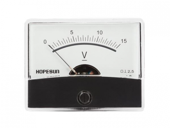 ANALOGE PANEELMETERVOOR DC SPANNINGSMETINGEN 15V DC / 60 x 47mm