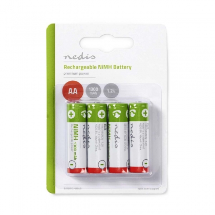 Oplaadbare NiMH batterij AA | 1,2 V | 1300 mAh | 4 stuks | Blister