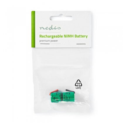 Oplaadbare NiMH-Batterij | 2.4 V DC | Oplaadbaar | 300 mAh | Voorgeladen | 1-Polybag | N/A | Soldeertab | Groen