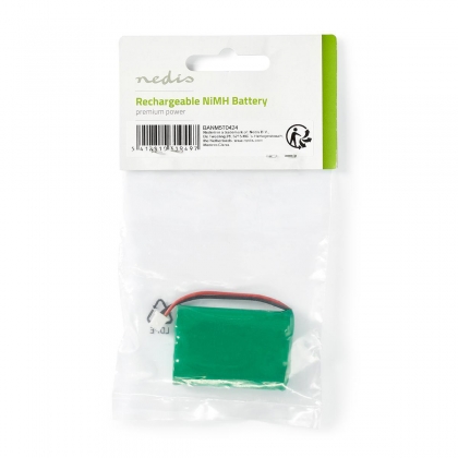 Oplaadbare NiMH-Batterij | 3.6 V DC | Oplaadbaar | 600 mAh | Voorgeladen | 1-Polybag | N/A | 2-Draads-Telefoonconnector | Groen