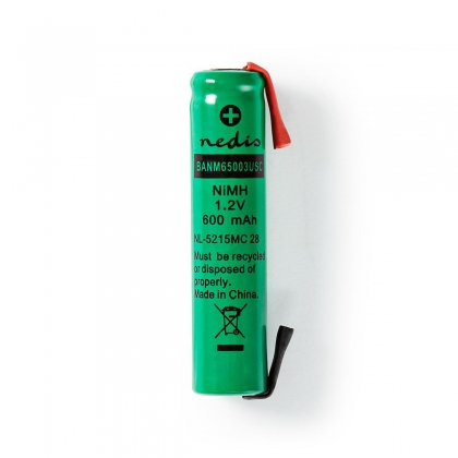 Oplaadbare NiMH-Batterij | 1.2 V DC | Oplaadbaar | 600 mAh | Voorgeladen | 1-Polybag | N/A | Soldeertab | Groen