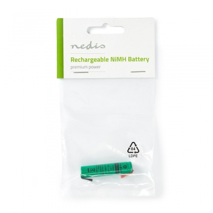 Oplaadbare NiMH-Batterij | 1.2 V DC | Oplaadbaar | 600 mAh | Voorgeladen | 1-Polybag | N/A | Soldeertab | Groen