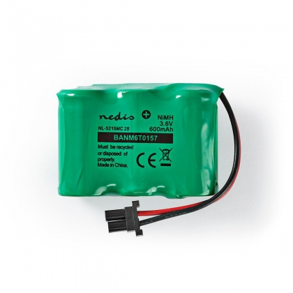 Oplaadbare NiMH-Batterij | 3.6 V DC | Oplaadbaar | 600 mAh | Voorgeladen | 1-Polybag | N/A | 2-Draads-Telefoonconnector | Groen