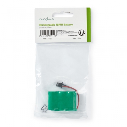 Oplaadbare NiMH-Batterij | 3.6 V DC | Oplaadbaar | 600 mAh | Voorgeladen | 1-Polybag | N/A | 2-Draads-Telefoonconnector | Groen