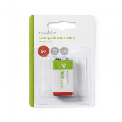 Oplaadbare NiMH-Batterij E-Block | 8.4 V DC | 250 mAh | Voorgeladen | 1-Blister | 6LR61 | Groen / Rood