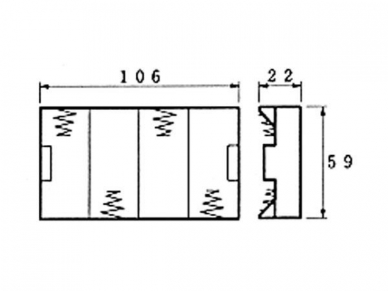 BATTERIJHOUDER VOOR 4 x C-CEL (VOOR BATTERIJCLIPS)