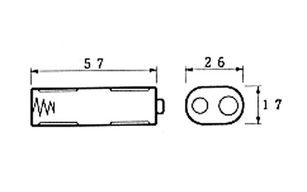 BATTERIJHOUDER VOOR 2 x AA-CEL (VOOR BATTERIJCLIPS)