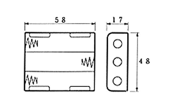 BATTERIJHOUDER VOOR 3 x AA-CEL (MET DRADEN)