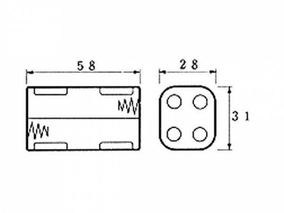 BATTERIJHOUDER VOOR 4 x AA-CEL (VOOR BATTERIJCLIPS)