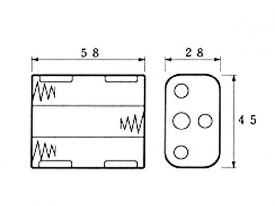 BATTERIJHOUDER VOOR 6 x AA-CEL (VOOR BATTERIJCLIPS)