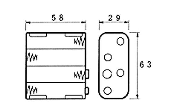 BATTERIJHOUDER VOOR 8 x AA-CEL (VOOR BATTERIJCLIPS)