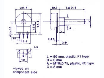 Potmeter MONO LOG 2K2
