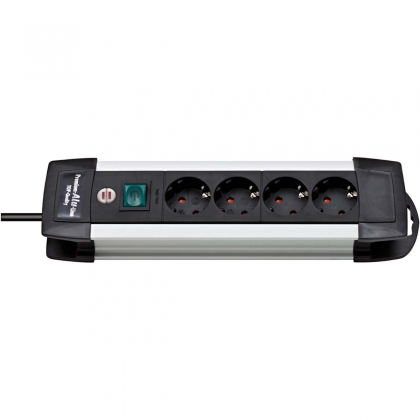 Stekkerdoos Premium-Alu-Line 4-voudig 1.80 m Aluminium/Zwart - Geaard TYPE F