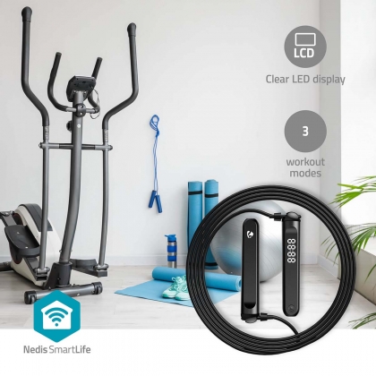 SmartLife Buitensport | Springtouw | Bluetooth® | Dual Hall sensor | LED-Scherm | PVC | 3.00 m | Snoerloze Ballen / Tasje | Zwart
