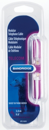 Modulair telefoonkabel RJ11 (4/6) plat 3.00 m Wit