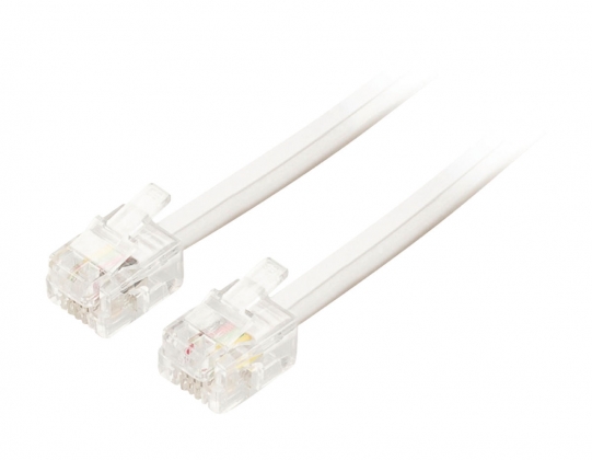 Modulair telefoonkabel RJ11 (4/6) plat 3.00 m Wit