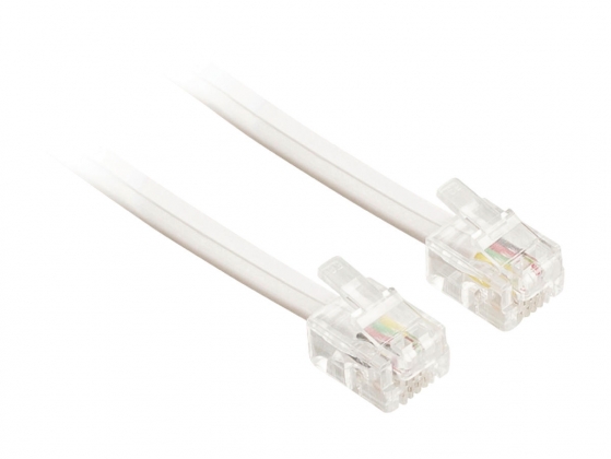 Modulair telefoonkabel RJ11 (4/6) plat 5.00 m Wit