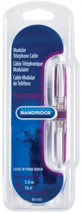 Modulair telefoonkabel RJ11 (4/6) plat 5.00 m Wit