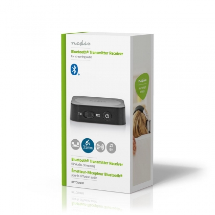 Bluetooth® Zender / Ontvanger | Input: 1x AUX | Output: 1x AUX | SBC | Maximaal 1 Apparaat | Maximale batterijduur: 6 uur | Zwart