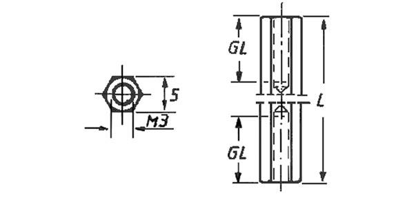 STALEN AFSTANDSBUS 10 mm - M2.5