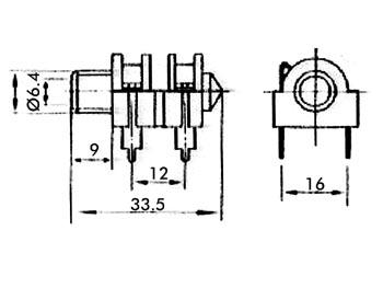 6.35 mm VROUWELIJKE JACK - GESLOTEN CIRCUIT - MONO