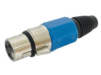 VROUWELIJKE 3P XLR PLUG - VERNIKKELD - BLAUW