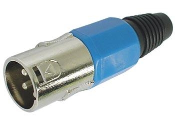 MANNELIJKE 3P XLR PLUG - VERNIKKELD - BLAUW