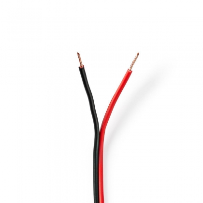 Speaker-Kabel | 2x 0.75 mm² | Koper | 100.0 m | Rond | PVC | Rood / Zwart | Rol