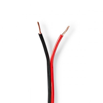Speaker-Kabel | 2x 1.50 mm² | Koper | 100.0 m | Rond | PVC | Rood / Zwart | Rol