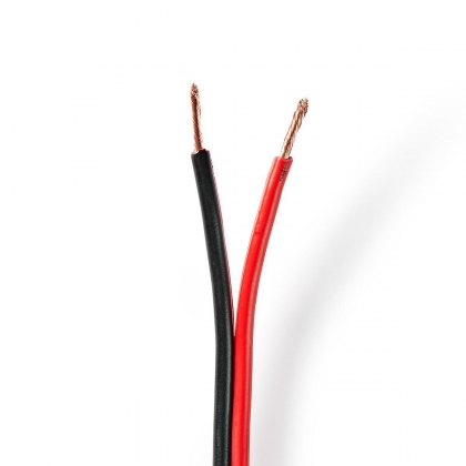 Speaker-Kabel | 2x 2.50 mm² | Koper | 100.0 m | Rond | PVC | Rood / Zwart | Rol