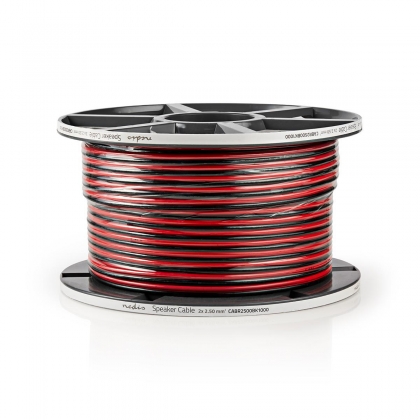 Speaker-Kabel | 2x 2.50 mm² | Koper | 100.0 m | Rond | PVC | Rood / Zwart | Rol