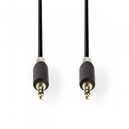 Stereo-Audiokabel | 3,5 mm Male | 3,5 mm Male | Verguld | 0.50 m | Rond | Antraciet | Window Box