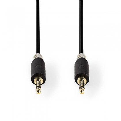 Stereo-Audiokabel | 3,5 mm Male | 3,5 mm Male | Verguld | 1.00 m | Rond | Antraciet | Doos