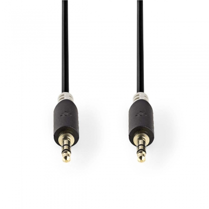 Stereo-Audiokabel | 3,5 mm Male | 3,5 mm Male | Verguld | 2.00 m | Rond | Antraciet | Doos