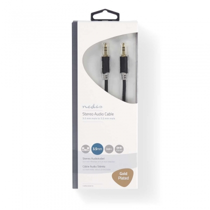 Stereo-Audiokabel | 3,5 mm Male | 3,5 mm Male | Verguld | 3.00 m | Rond | Antraciet | Window Box