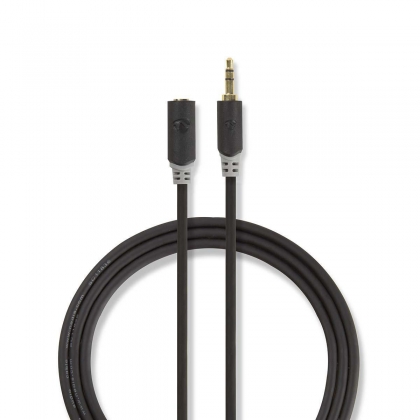 Stereo-Audiokabel | 3,5 mm Male | 3,5 mm Female | Verguld | 1.00 m | Rond | Antraciet | Doos