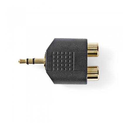 Stereo-Audioadapter | 3,5 mm Male | 2x RCA Female | Verguld | Recht | ABS | Antraciet | 1 Stuks | Doos