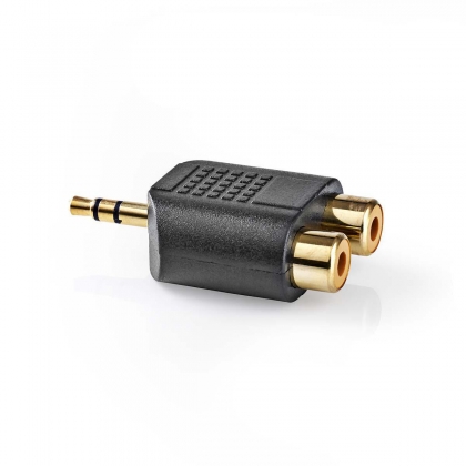 Stereo-Audioadapter | 3,5 mm Male | 2x RCA Female | Verguld | Recht | ABS | Antraciet | 1 Stuks | Doos