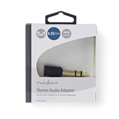 Stereo-Audioadapter | 6,35 mm Male | 3,5 mm Female | Verguld | Recht | ABS | Antraciet | 1 Stuks | Doos