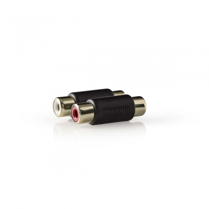 Stereo-Audioadapter | 2x RCA Female | 2x RCA Female | Verguld | Recht | ABS | Antraciet | 1 Stuks | Doos