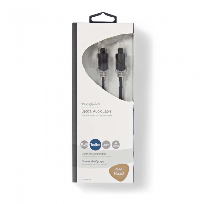 Optische Audiokabel | TosLink Male | TosLink Male | 2.00 m | Rond | PVC | Antraciet | Doos