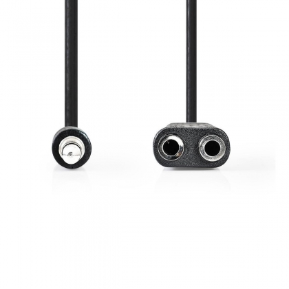 Stereo-Audiokabel | 3,5 mm Male | 2x 3,5 mm Female | Vernikkeld | 0.20 m | Rond | Zwart