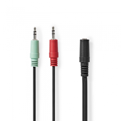 Stereo-Audiokabel | 3,5 mm Female | 2x 3,5 mm Male | Verguld | 0.12 m | Rond | Doos