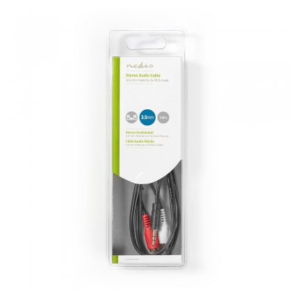 Stereo-Audiokabel | 3,5 mm Male - 2x RCA Male | 1,0 m | Zwart