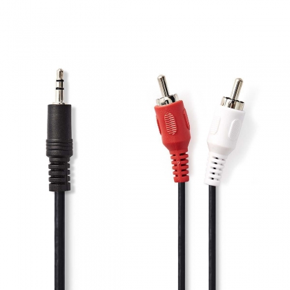 Stereo-Audiokabel | 3,5 mm Male | 2x RCA Male | Vernikkeld | 3.00 m | Rond | Zwart | Doos