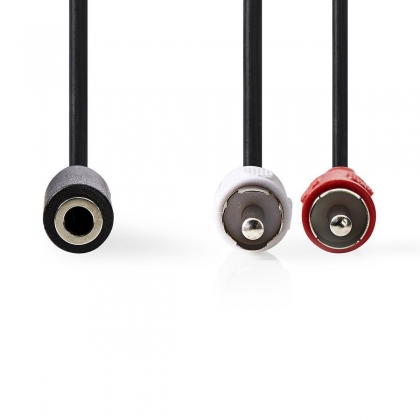 Stereo-Audiokabel | 2x RCA Male - 3,5 mm Female | 0,2 m | Zwart