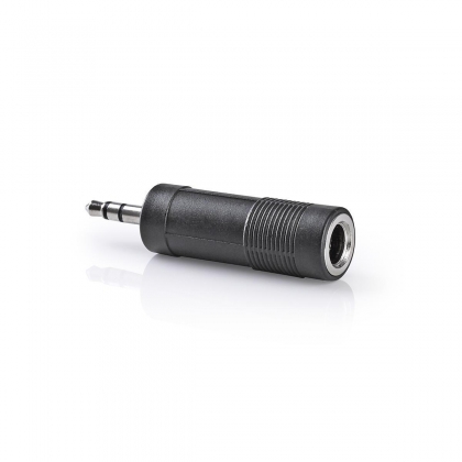 Stereo-Audioadapter | 3,5 mm Male | 6,35 mm Female | Vernikkeld | Recht | ABS | Zwart | 1 Stuks | Doos