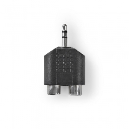 Stereo-Audioadapter | 3,5 mm Male | 2x RCA Female | Vernikkeld | Recht | ABS | Zwart | 1 Stuks | Doos